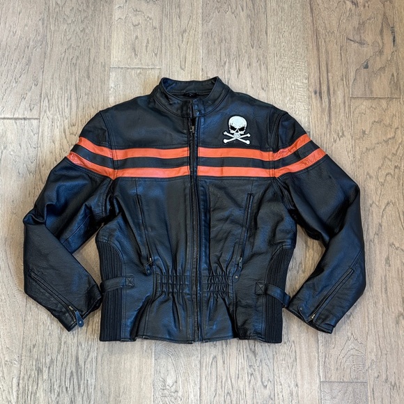 Harley-Davidson Black Jacket with Orange Stripes Size Small